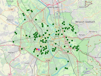 Karte: Spatzenvorkommen in Köln