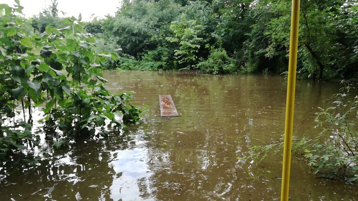 Überflutung Naturerlebnisgarten Köln